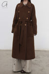 Mutedance 24 Autumn and Winter Double Breasted Lapel Jacket MD-MD24FW04-BROWN MD24FW03